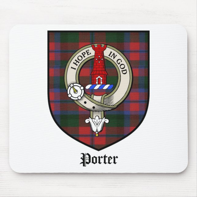 Porter Clan Crest Badge Tartan Mouse Mat (Front)