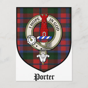 Porter Clan Crest Badge Tartan Postcard