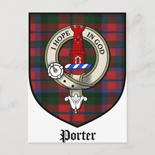 Porter Clan Crest Badge Tartan Postcard (Front)