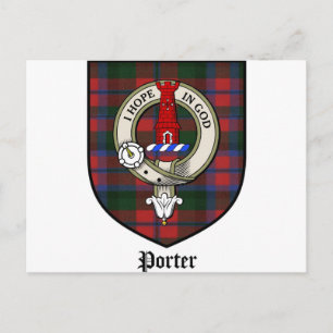 Porter Clan Crest Badge Tartan Postcard