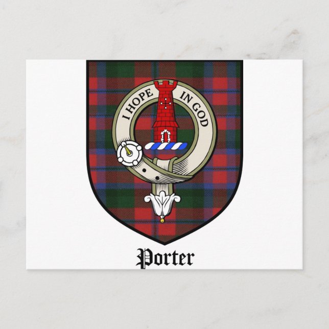 Porter Clan Crest Badge Tartan Postcard (Front)