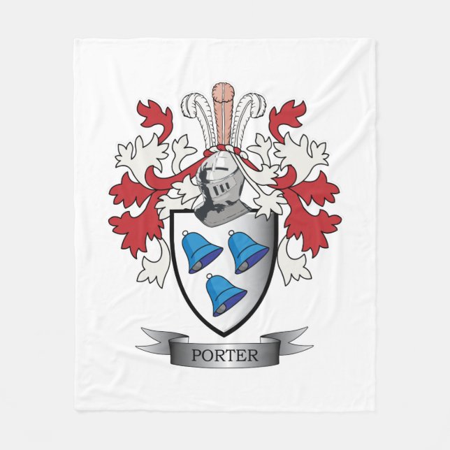 Porter Family Crest Coat of Arms Fleece Blanket (Front)