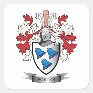 Porter Family Crest Coat of Arms Square Sticker