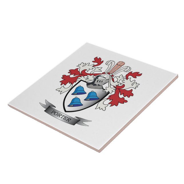 Porter Family Crest Coat of Arms Tile (Side)