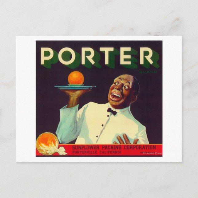 Porter Orange LabelPorterville, CA Postcard (Front)