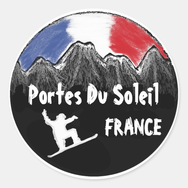 Portes Du Soleil France snowboarder sticker (Front)