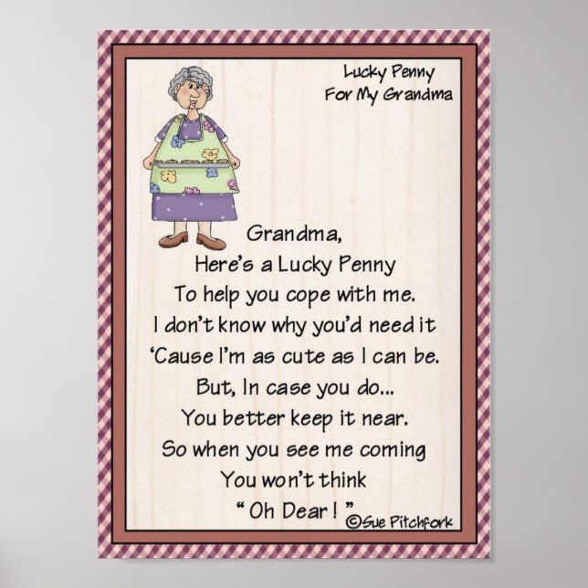Portfolio-Grandma-Lucky Penny-Glue Penny On Poster (Front)