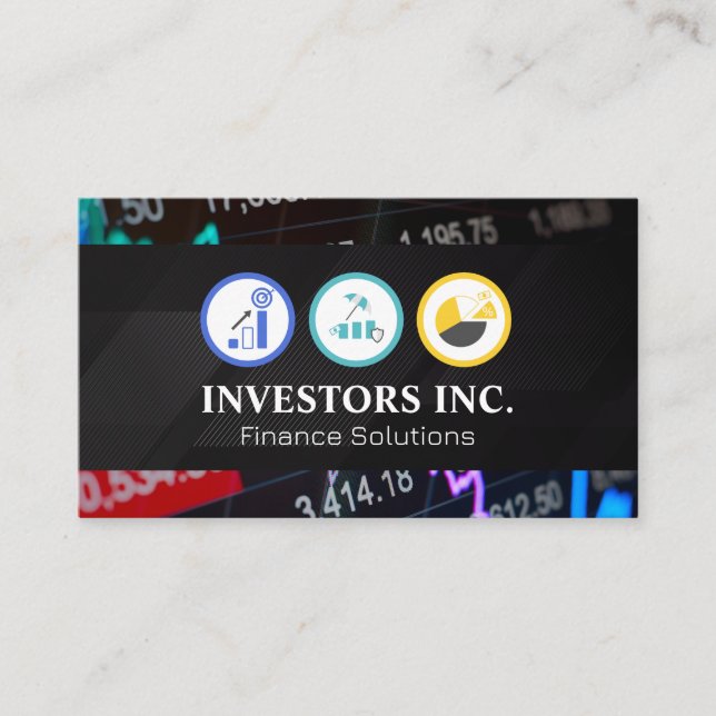 Portfolio Icons | Financial Markets Business Card (Front)