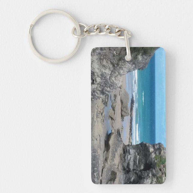 Porth Beach Newquay Cornwall Photograph Key Ring (Front)