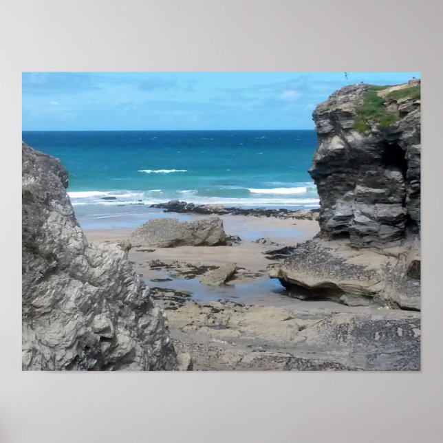 Porth Beach Newquay Cornwall Photograph Poster (Front)