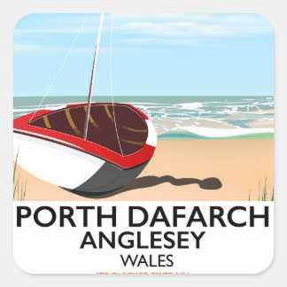 Porth Dafarch, Anglesey vintage travel poster Square Sticker