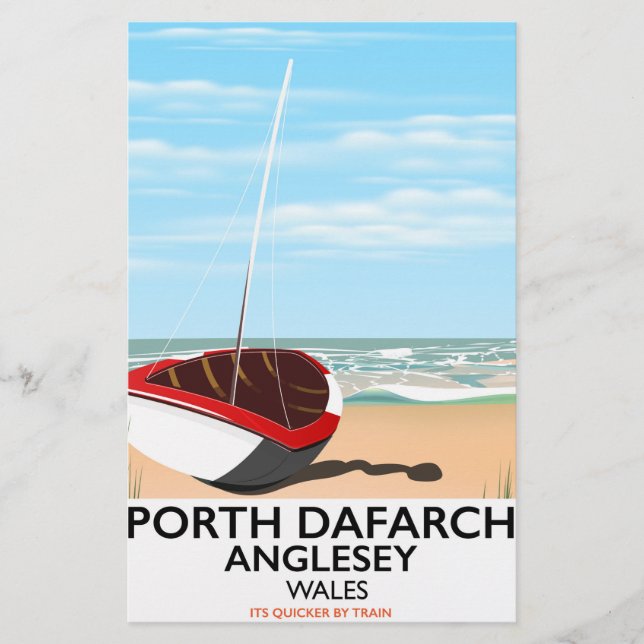 Porth Dafarch, Anglesey vintage travel poster Stationery (Front)