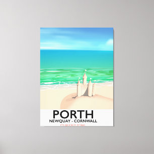 Porth Newquay Sandcastle travel print