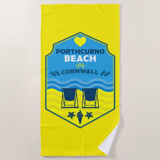 Porthcurno Beach Cornwall Towel (Front)