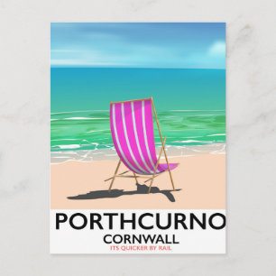 Porthcurno Cornwall beach travel poster Postcard