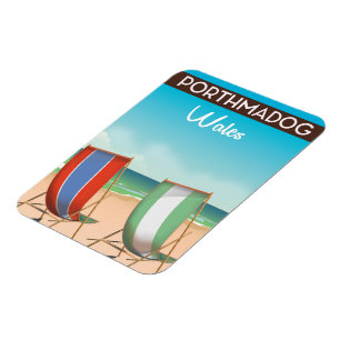 Porthmadog, Wales, welsh, travel poster print. Magnet