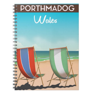 Porthmadog, Wales, welsh, travel poster print. Notebook