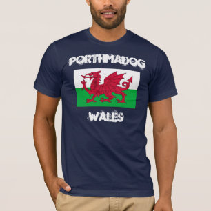 Porthmadog, Wales with Welsh flag T-Shirt
