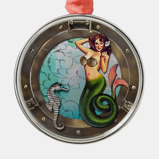 PORTHOLE  MERMAID,  mermaid ornament (Front)