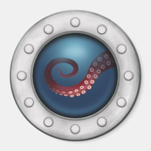 Porthole Window into the Deep Sea Steampunk Magnet