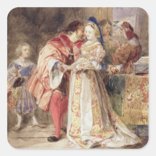 Portia and Bassanio, c.1826 (w/c, brown ink, bodyc Square Sticker