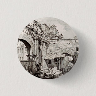 Portico of Octavia Rome Black and White Art 3 Cm Round Badge