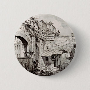 Portico of Octavia Rome Black and White Art 6 Cm Round Badge