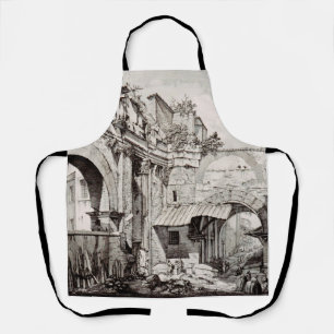 Portico of Octavia Rome Black and White Art Apron