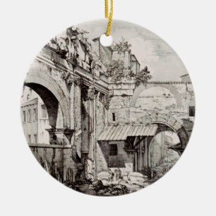 Portico of Octavia Rome Black and White Art Ceramic Tree Decoration