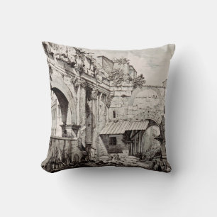 Portico of Octavia Rome Black and White Art Cushion
