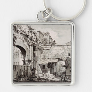 Portico of Octavia Rome Black and White Art Key Ring