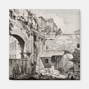 Portico of Octavia Rome Black and White Art Magnet