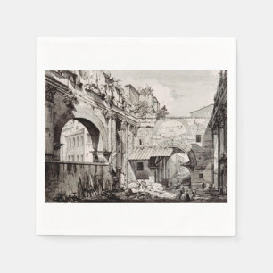 Portico of Octavia Rome Black and White Art Napkin