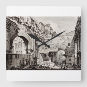 Portico of Octavia Rome Black and White Art Square Wall Clock