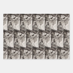 Portico of Octavia Rome Black and White Art Wrapping Paper Sheet