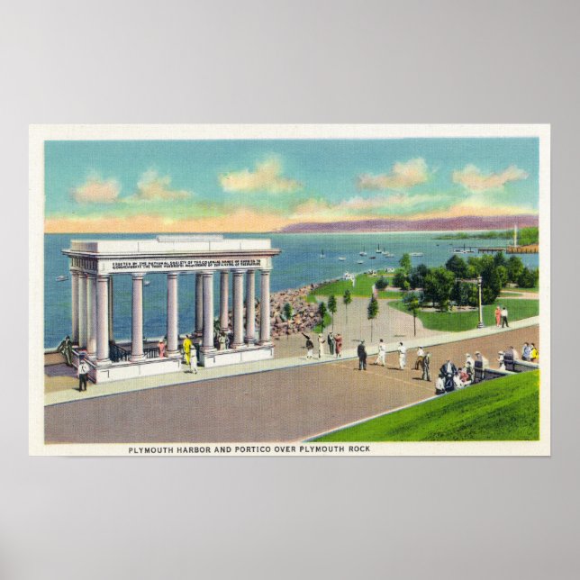 Portico over Plymouth Rock View of Plymouth Poster (Front)
