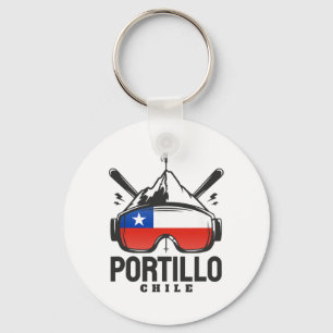 Portillo Chile Ski Resort Retro Skiing Key Ring