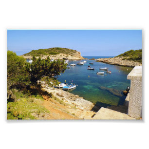 Portinatx Ibiza Coastal Bay with Boats Photo Print
