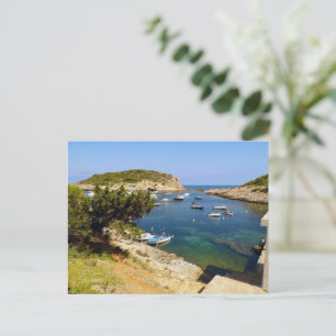 Portinatx Ibiza Coastal Bay with Boats Postcard