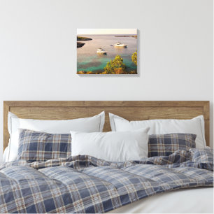 Portinatx Ibiza Coastal View with Luxury Yachts Canvas Print