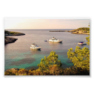 Portinatx Ibiza Coastal View with Luxury Yachts Photo Print