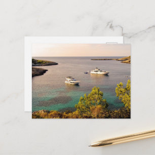 Portinatx Ibiza Coastal View with Luxury Yachts Postcard