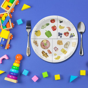Portion control 9" round plates, special needs paper plate