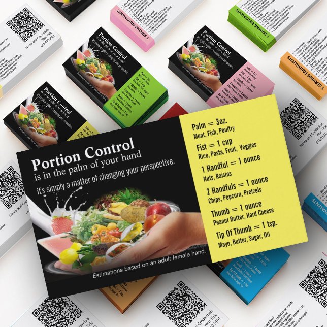 Portion Control Business Cards (Nutrition Mastery Business Cards in custom colors)
