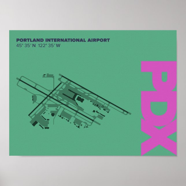Portland Airport (PDX) Diagram Poster (Front)