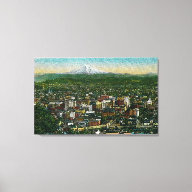 Portland and Mt. Hood in the distance Canvas Print (Front)