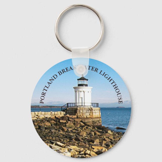 Portland Breakwater Lighthouse, Maine Keychain (Front)