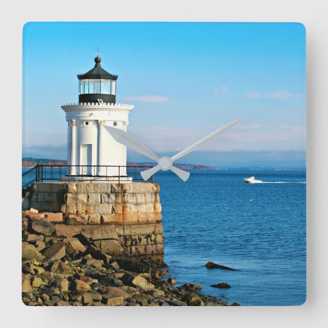 Portland Breakwater Lighthouse, Maine Square Wall Clock (Front)