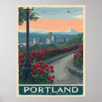 Portland City of Roses – Rose Garden & Skyline