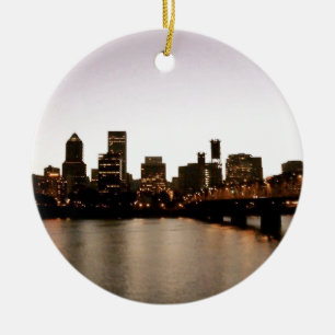 Portland Cityscape Ceramic Tree Decoration
